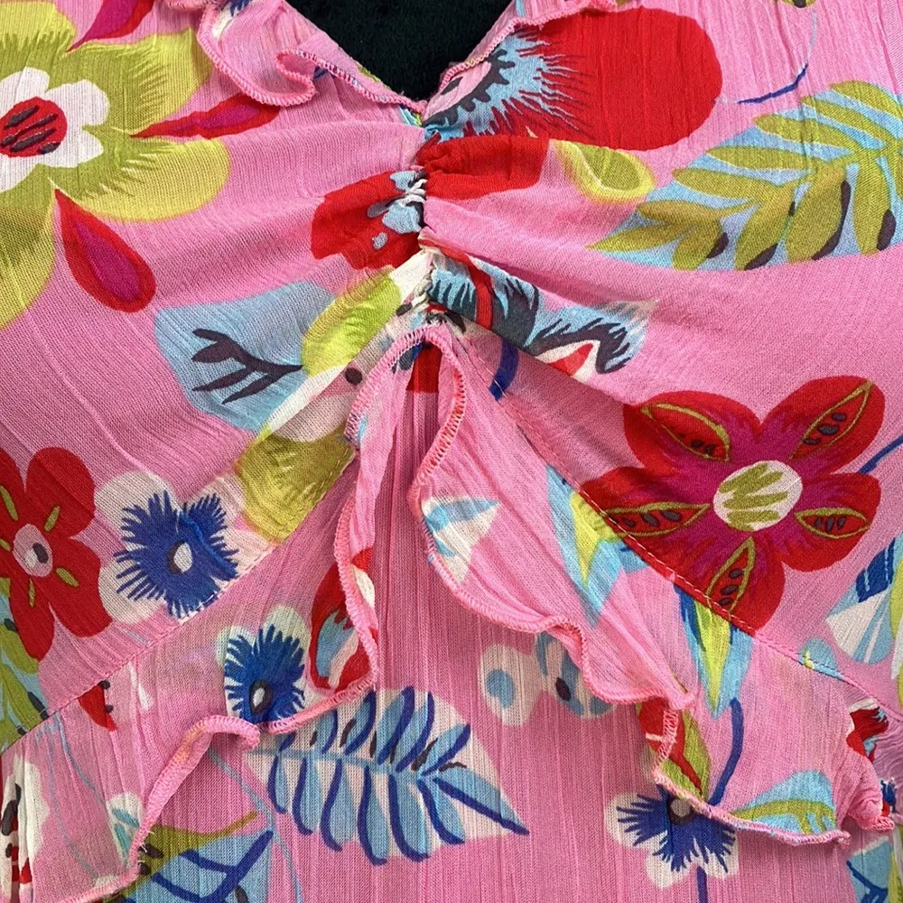 A.B.S by Allen Schwartz pink ditzy floral print mid length dress womans size 6 - Image 4