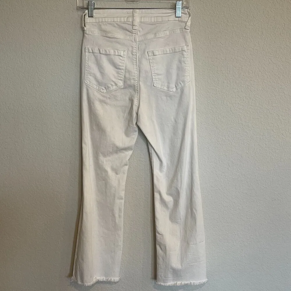 Mudpie White Cropped Skinny Jeans Raw Hem - Image 4