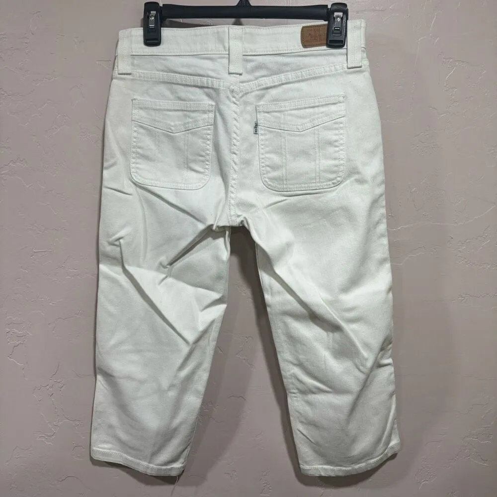 Levi's Women's White Faux Flap Front Pocket Crop Jeans Size 4 - Image 3
