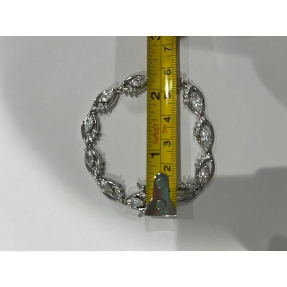 Vintage 925‎ silver tennis small bracelet 7” flat - Image 3