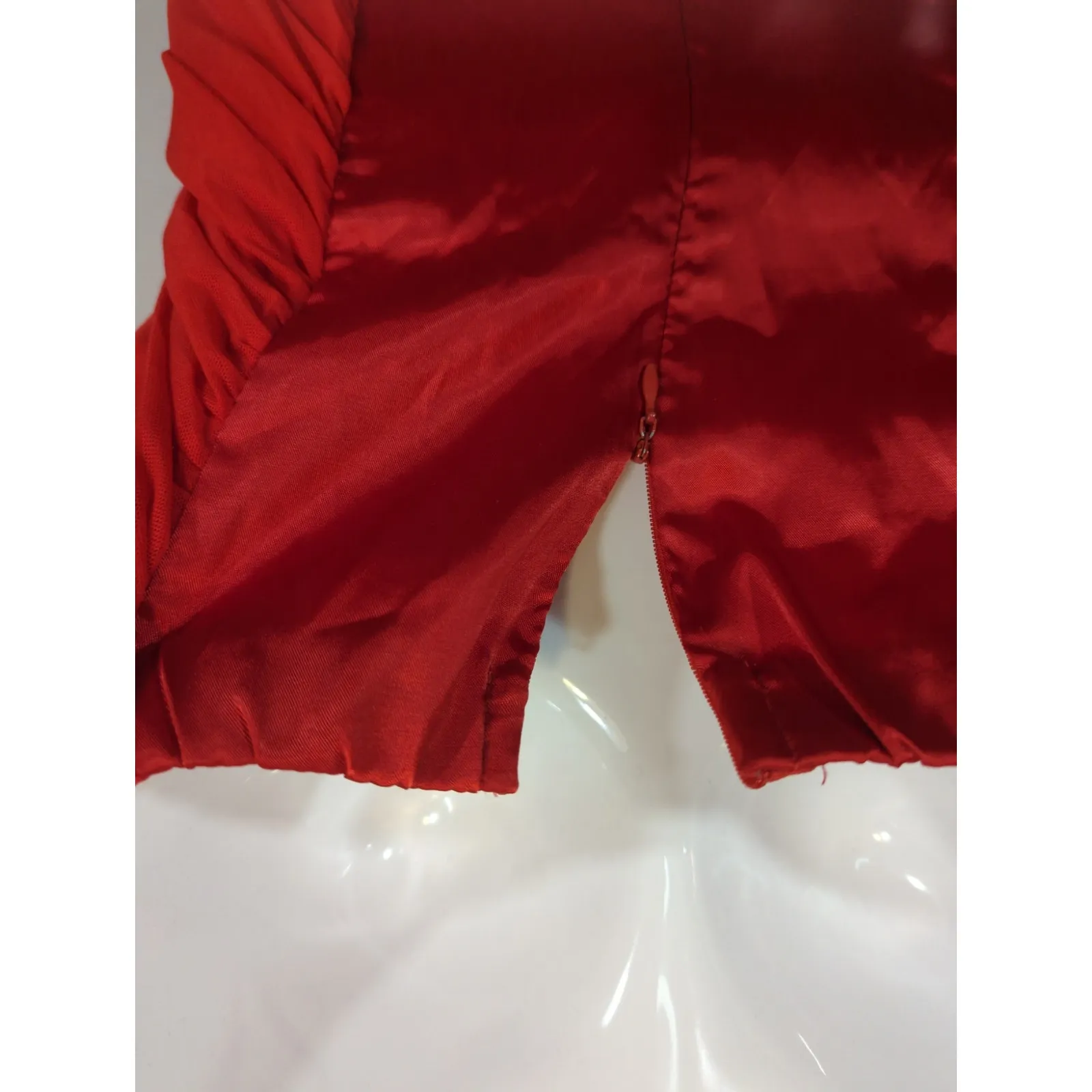 Qurio by Aggie Strapless Cocktail Dress Red Crystal Embellished Womens Large - Image 4