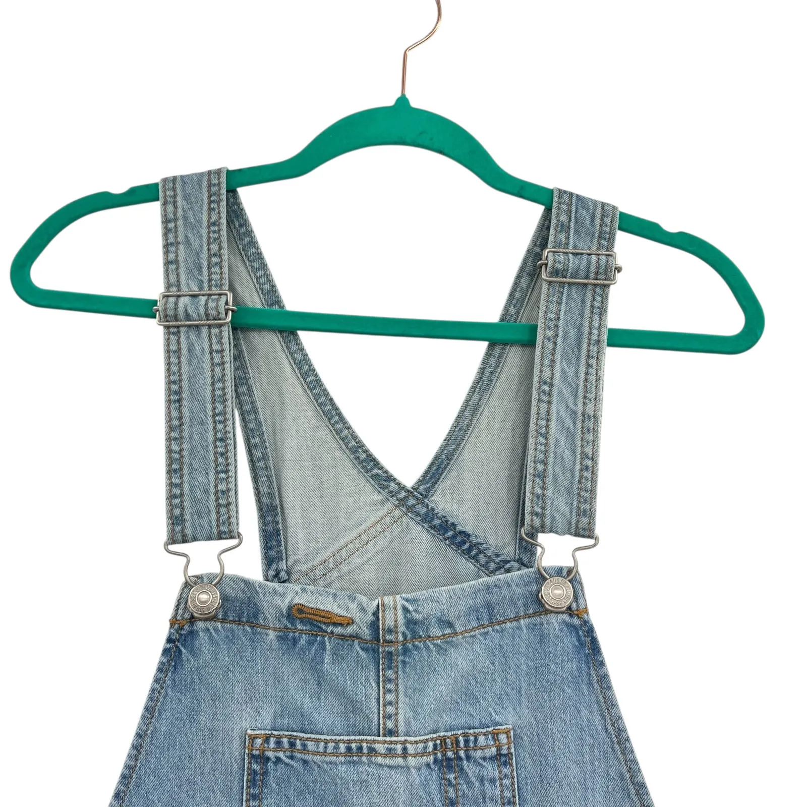 Levi's Original Overalls Jeans Denim Medium Light Wash Blue‎ Size Large - Image 4