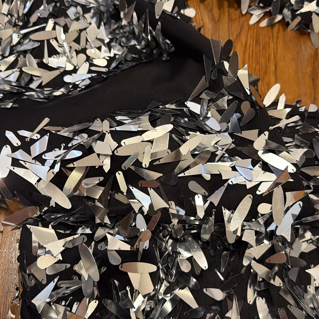 NWT ASOS edition embellished shard sequin maxi dress silver contour NYE party 0 - Image 4