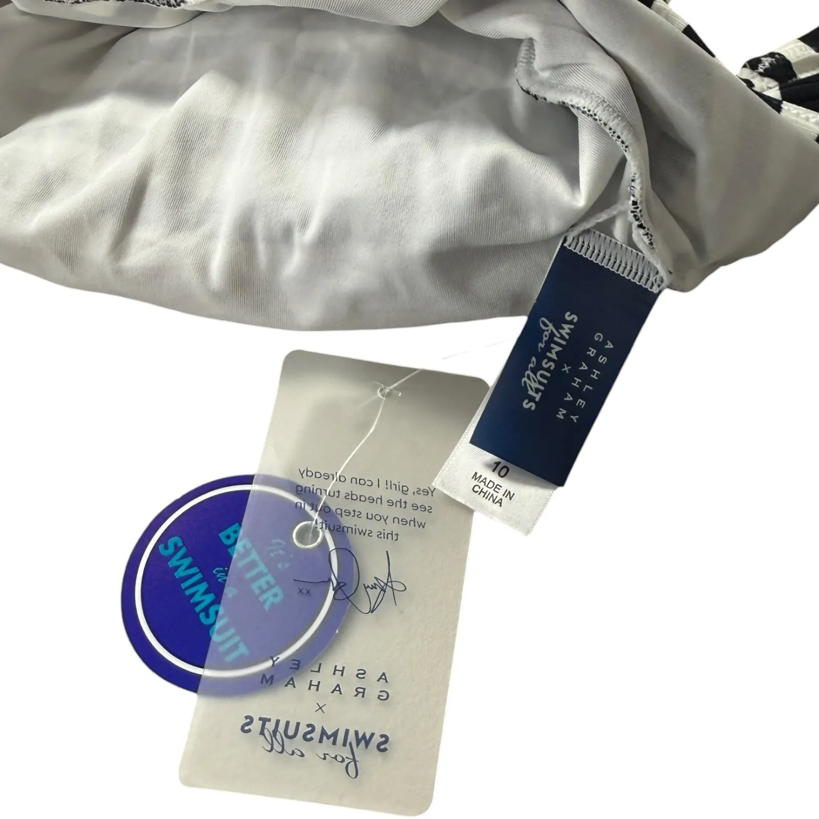 Swimsuits For All Ashley Graham Black White Stripe Ribbed One Piece Swim Size 10 - Image 6