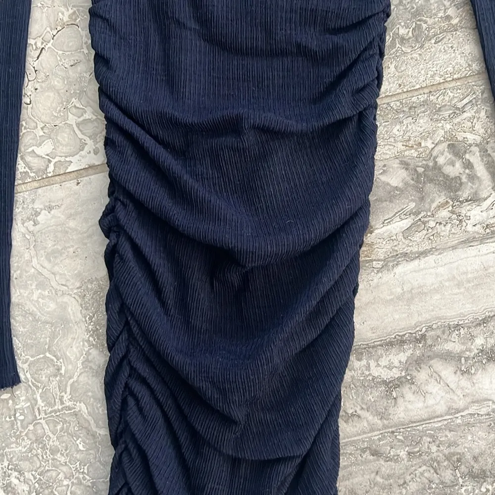 Maje Tight-Knit Long Sleeve Ruched Sweater Dress in Navy, Size 1 (S) Retail $345 - Image 7