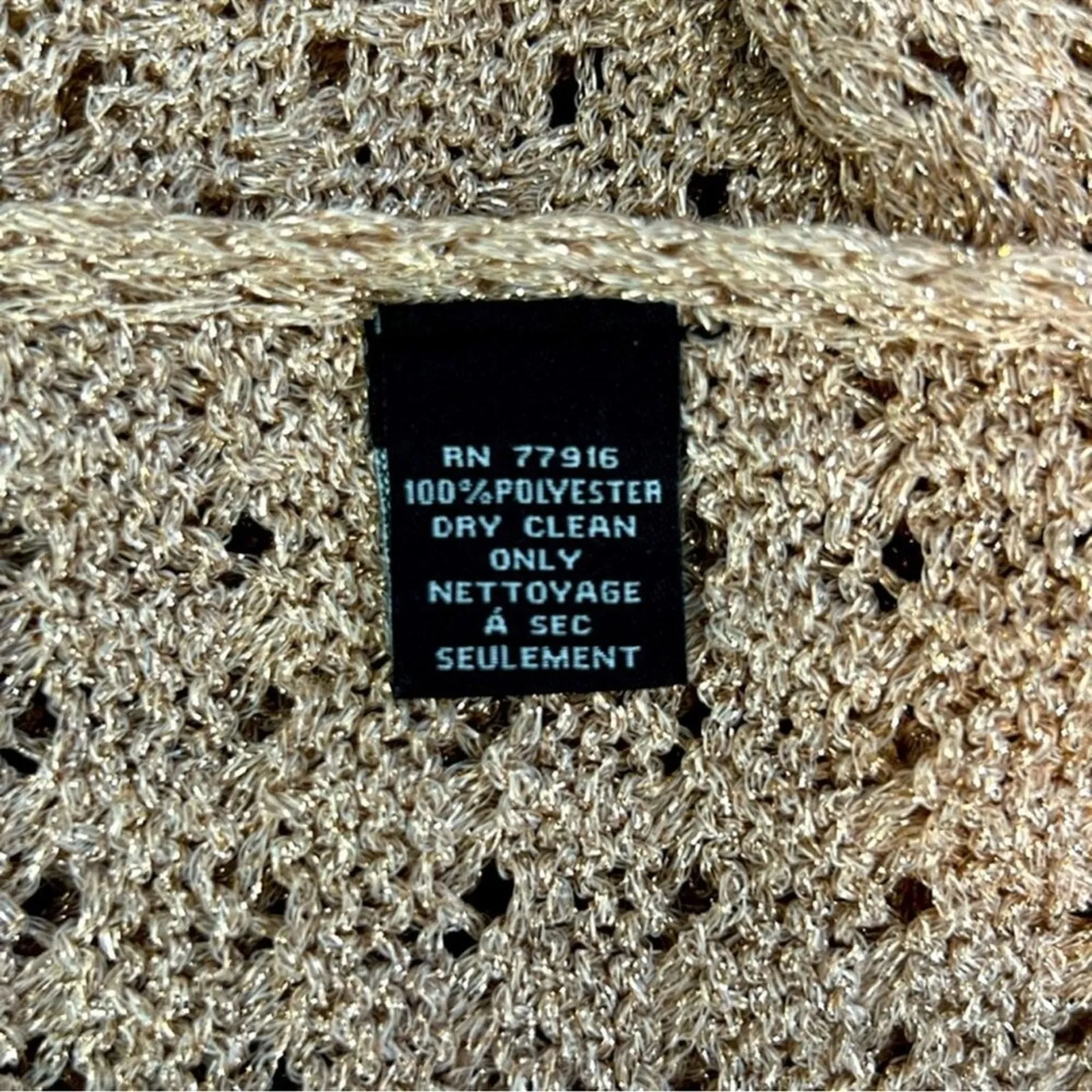 RACHEL ZOE Metallic Tan Gold Bronze Open Knit Kimono Cardigan NWT One Size - Image 9