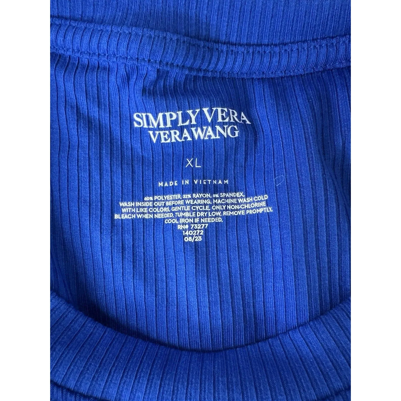 Simply Vera Wang Tee Blue Size XL Ribbed Short Sleeve Fitted Women’s Top NWT - Image 6