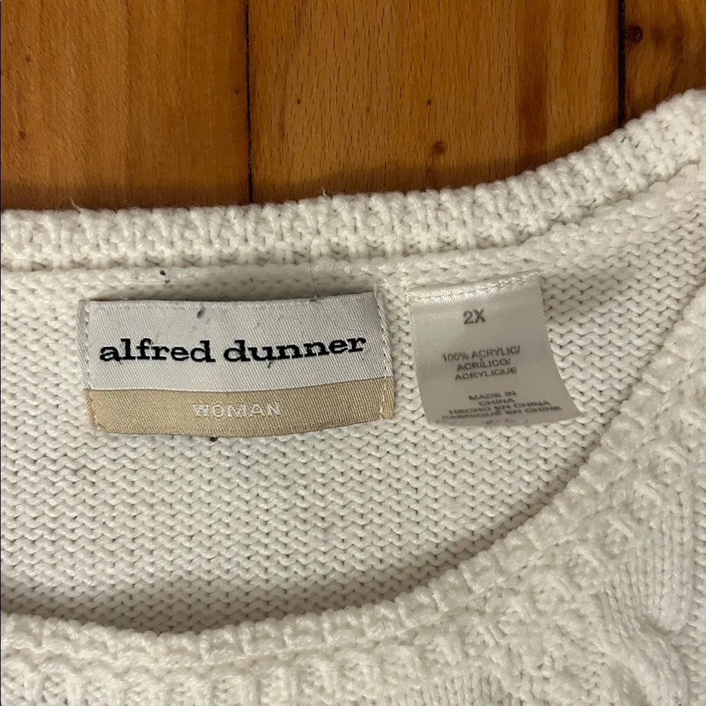 Alfred Dunner Eskimo Kiss Colorblock Sweater White Size 2X - Image 4