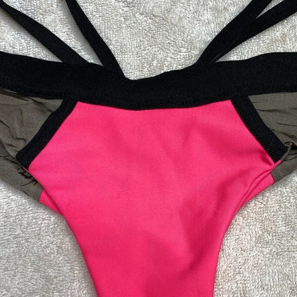 Beach Bunny Bronze Cheeky Bottom Black Pink - Image 3