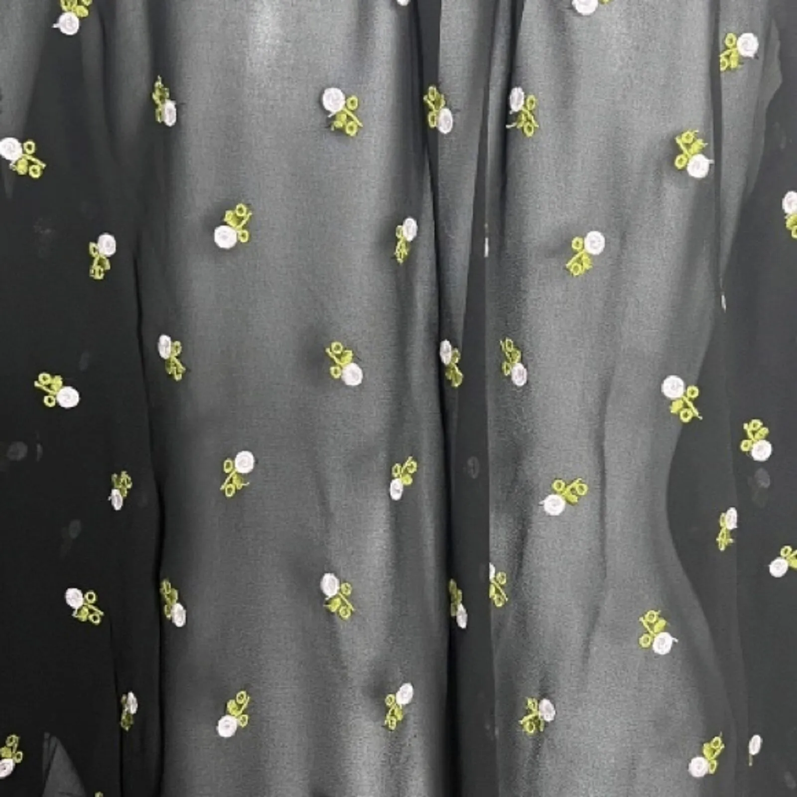 Cabi Shirt Womens Small Black White Alegria Embroidered‎ Floral Sheer Peasant - Image 5