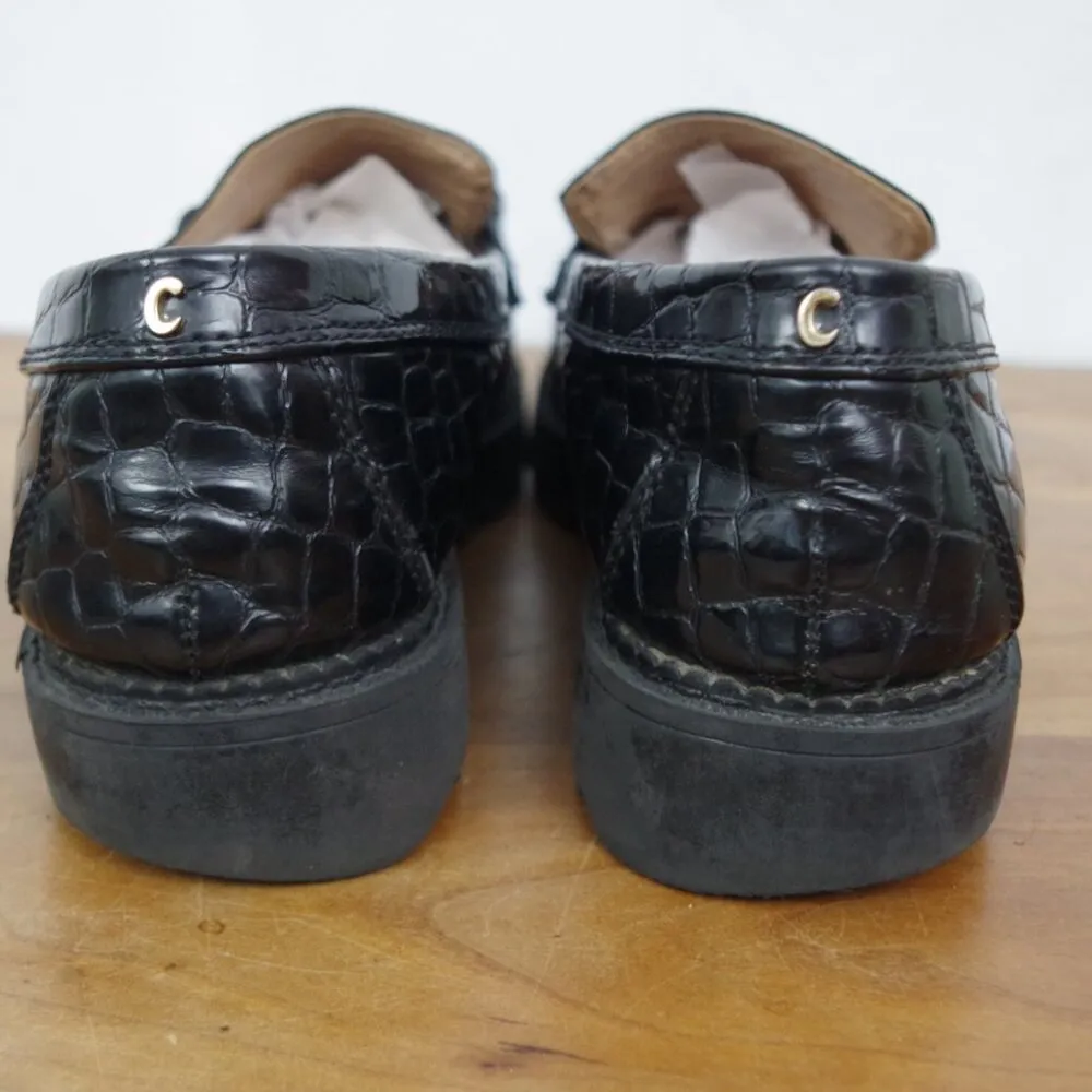 Sam Edelman Circus Black Crocodile Print Bit Front Loafers Size 10 - Image 7