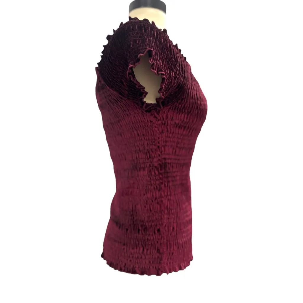Almost Famous Velour‎ Smocked Burgundy Top Size XL Dark Academia Witchy Gothic - Image 4