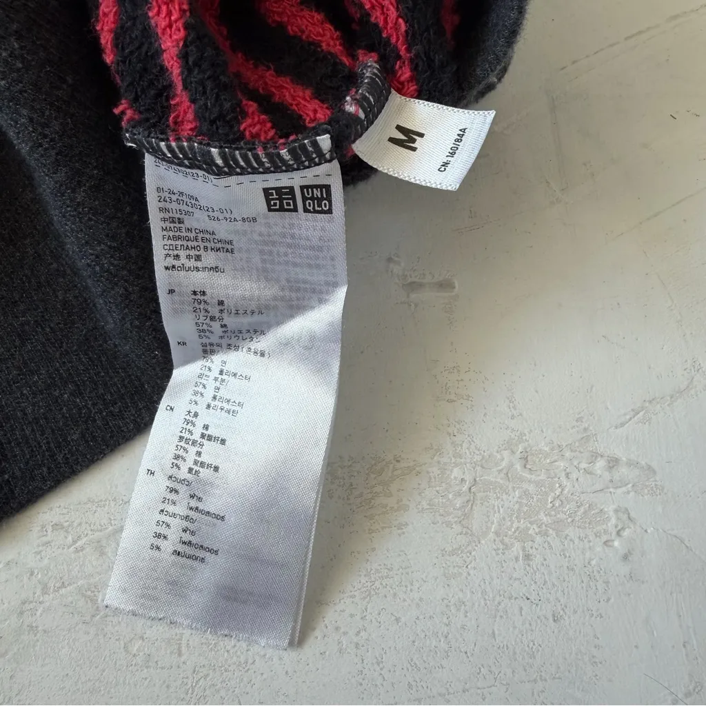 Kitson x UNIQLO Women's Striped Red and Black Hoodie Size M Size M - Image 6