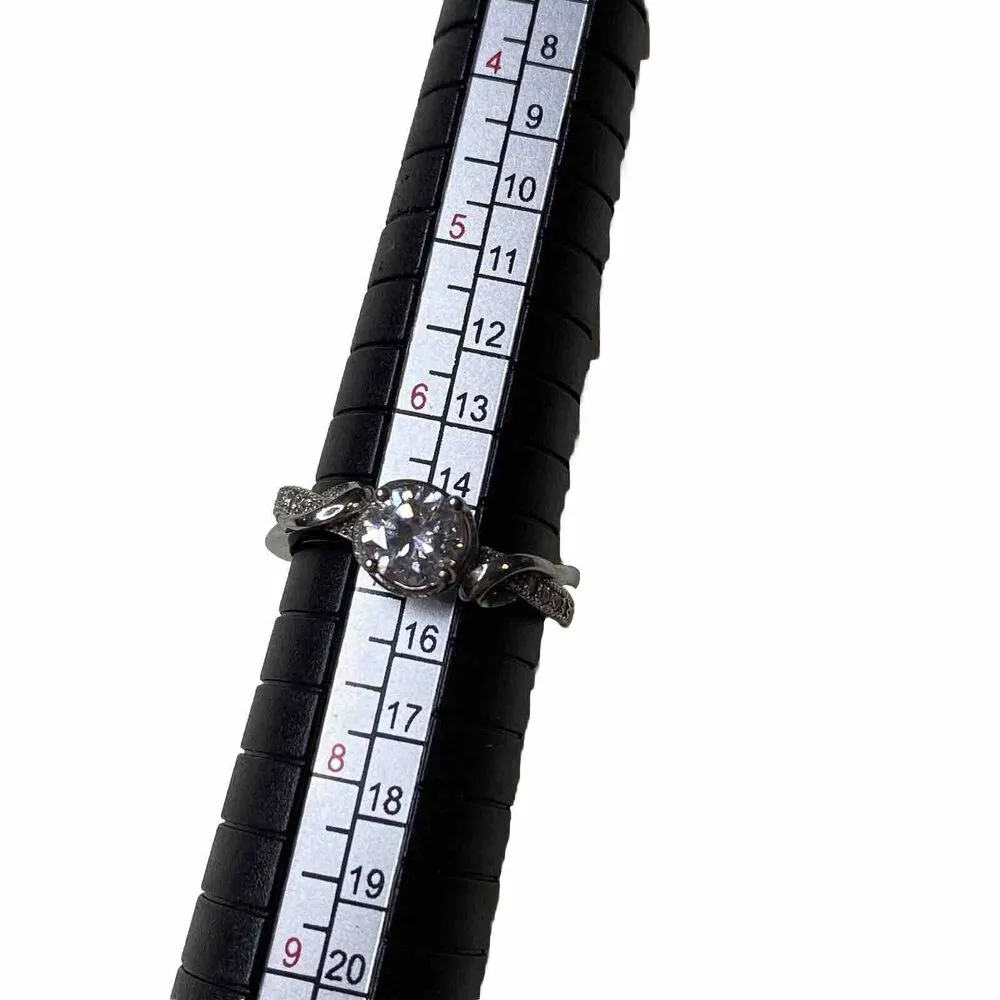 925 Sterling Silver Oval Cut Simulated Diamond Braided Band Ring Size 7 - Image 6