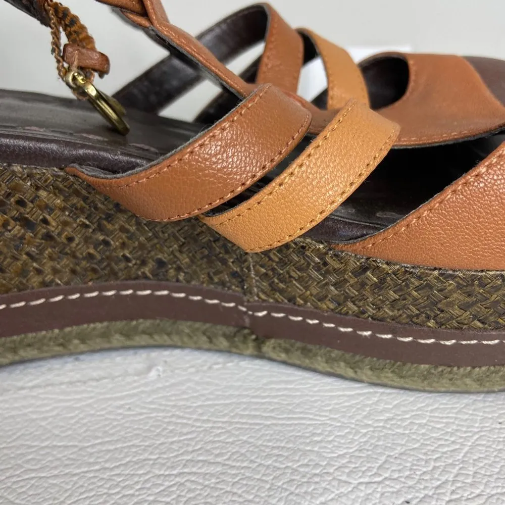 Tahari Jane Brown Leather Espadrille Platform Sandal Size 9.5 - Image 13