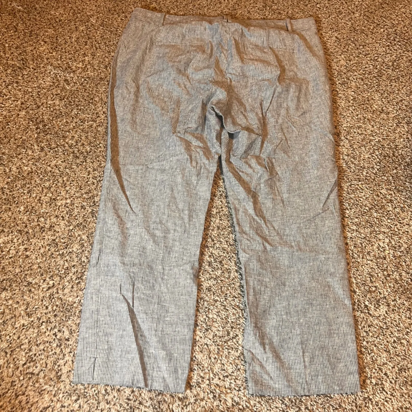 Ann Taylor Womens Size 14 Gray Striped Linen Blend Career‎ Trousers Pants - Image 7