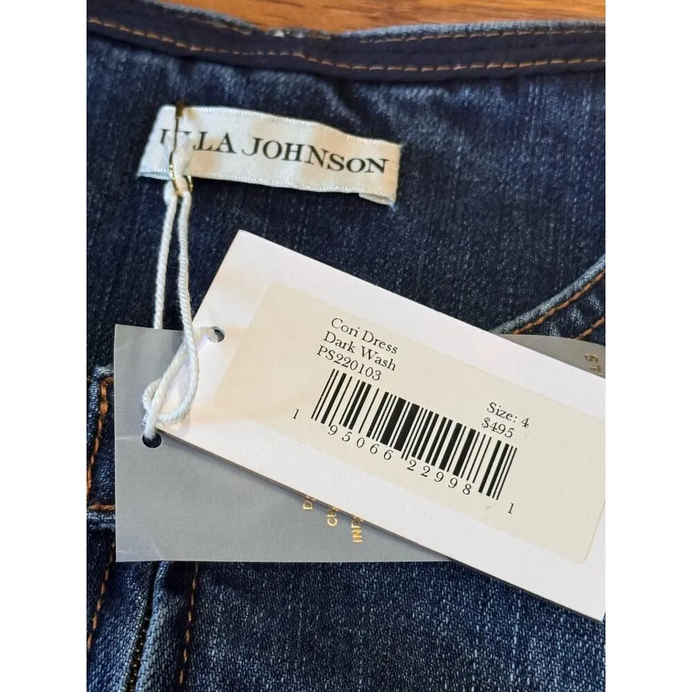 ULLA JOHNSON Cori Dress Dark Wash denim long puff sleeve romper size 4 - Image 10