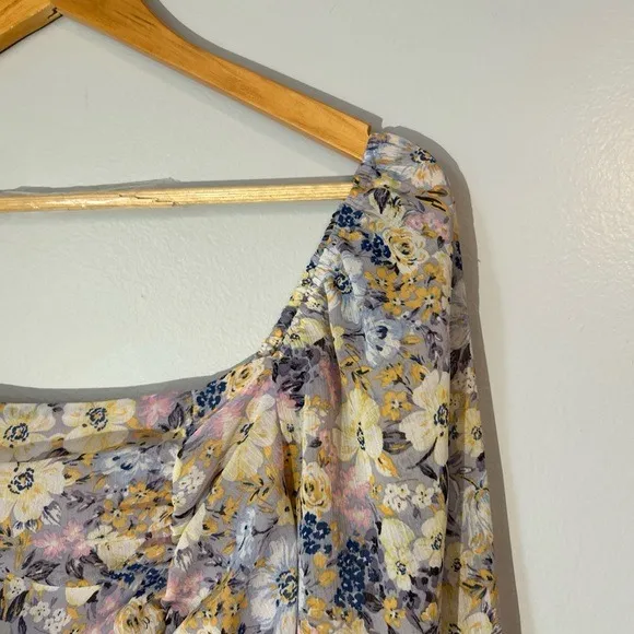 Pleione Purple and Yellow Blouse Vibrant Top‎ Rouching size M New Fairy Cottage - Image 6