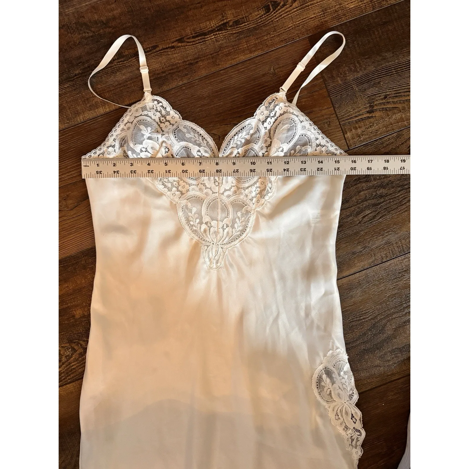 Vintage Wonder Maid No Cling Camisole Slip Dress lace Ivory Union Short Slit 32 Size undefined - Image 10