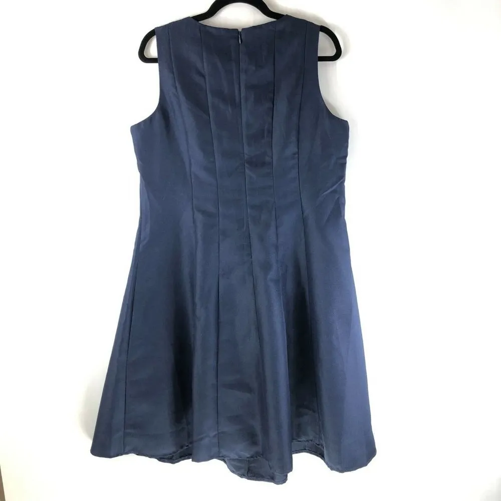 Roamans Set Outfit A Line Dress Jacket Sleeveless Scoop Neck Navy Blue Size 34W - Image 4