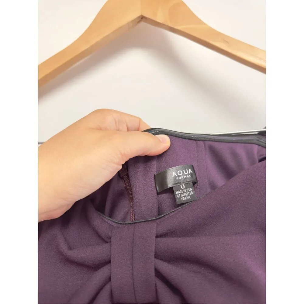 AQUA Formal Maxi Dress Size‎ 0 Pleated Side Slit Evening Wear Purple NEW - Image 7