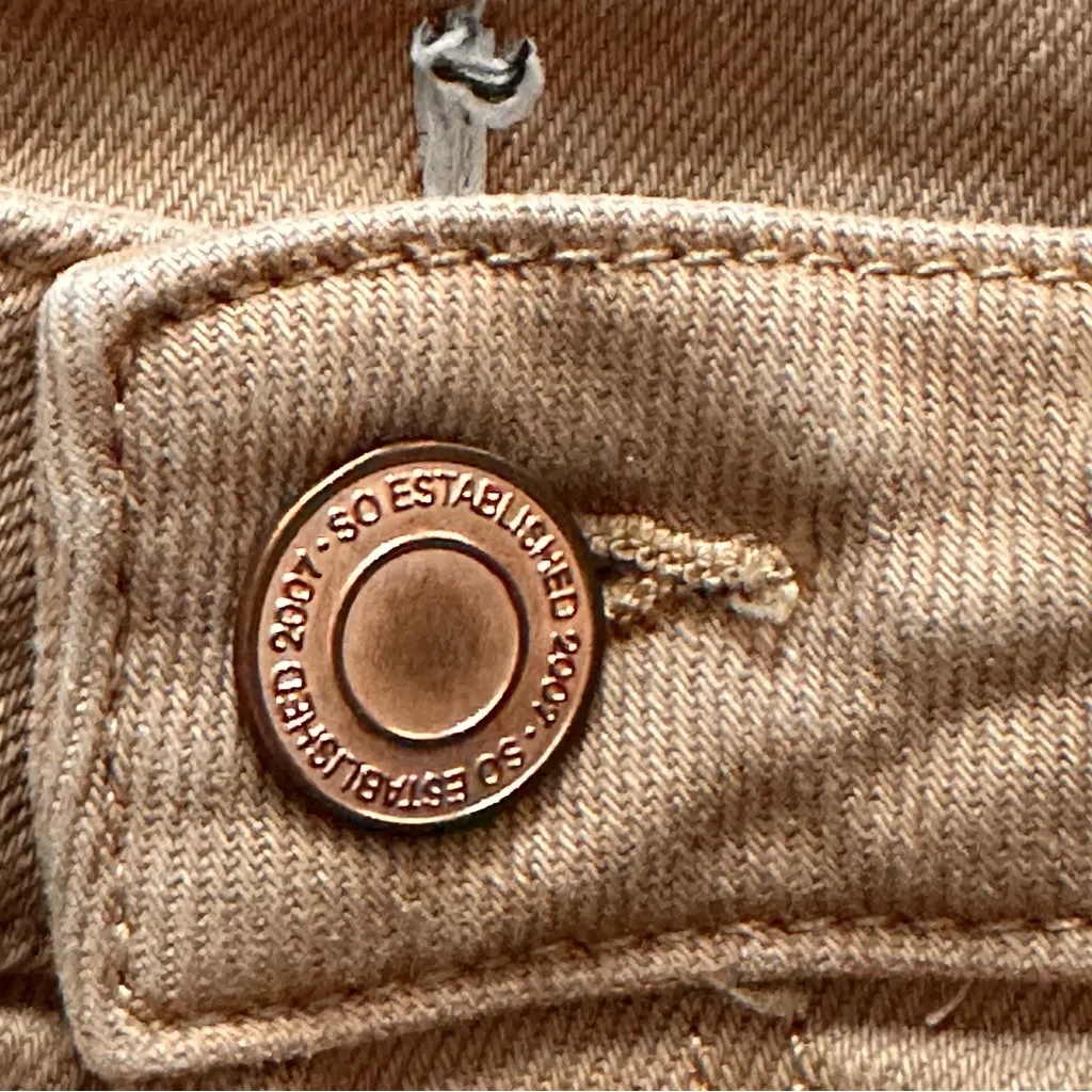 SO Denim Cutoff Shorts (7) – Tan Brown Distressed Frayed Hem Western Vibe - Image 2