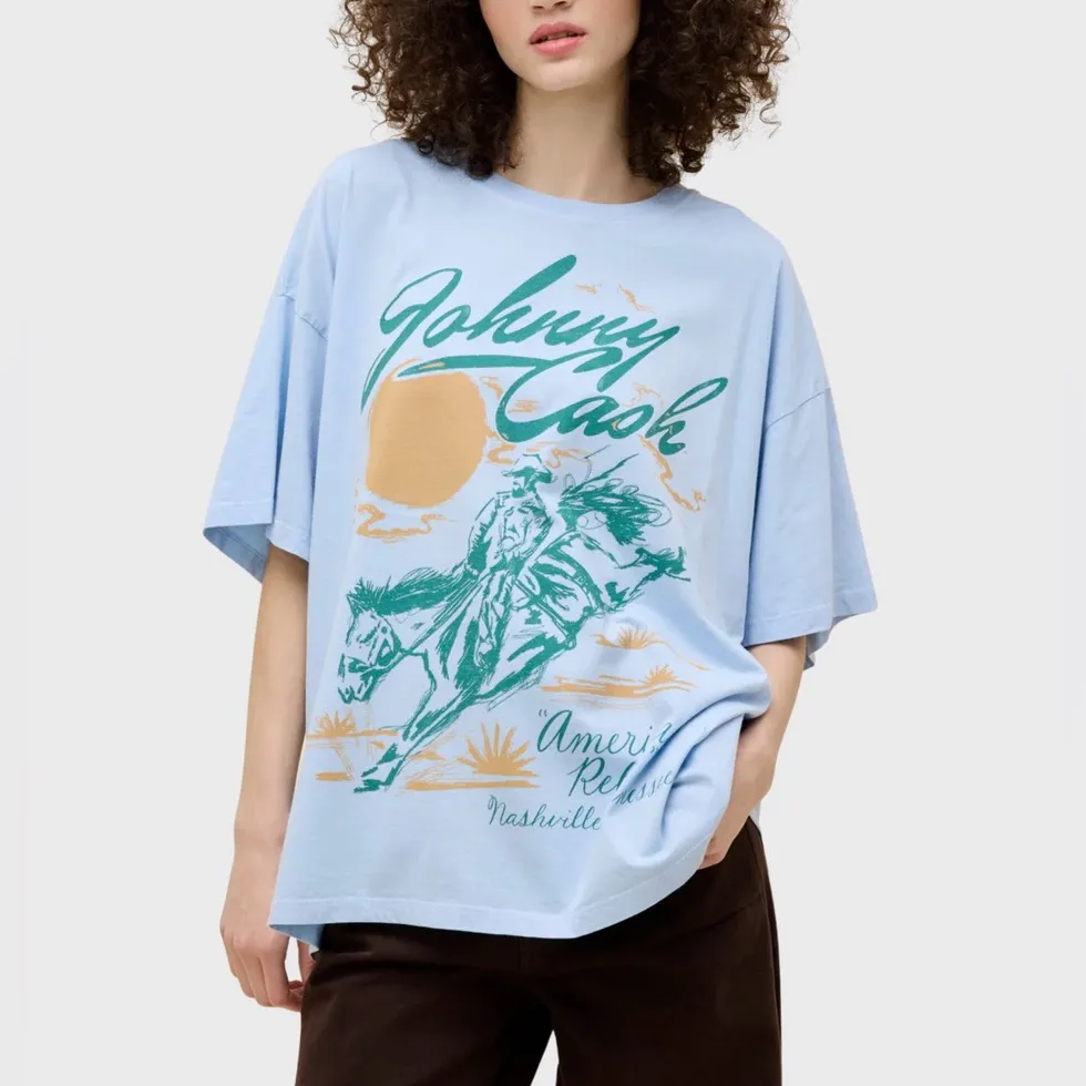 NWT Daydreamer Johnny Cash American Rebel OS Tee - Airey Blue - One Size - Image 6