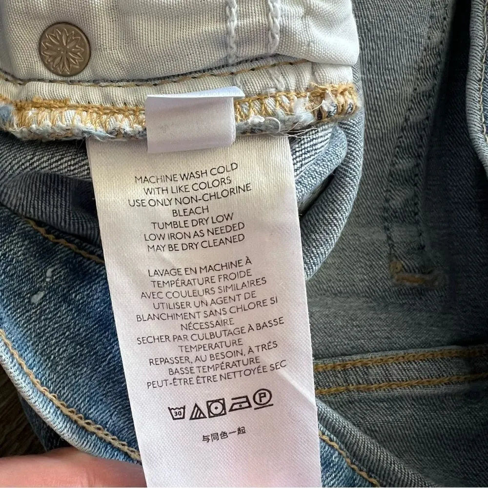 Free People Light Wash Busted Knee Destroyed Skinny Jeans Size 30 High Rise - Image 14