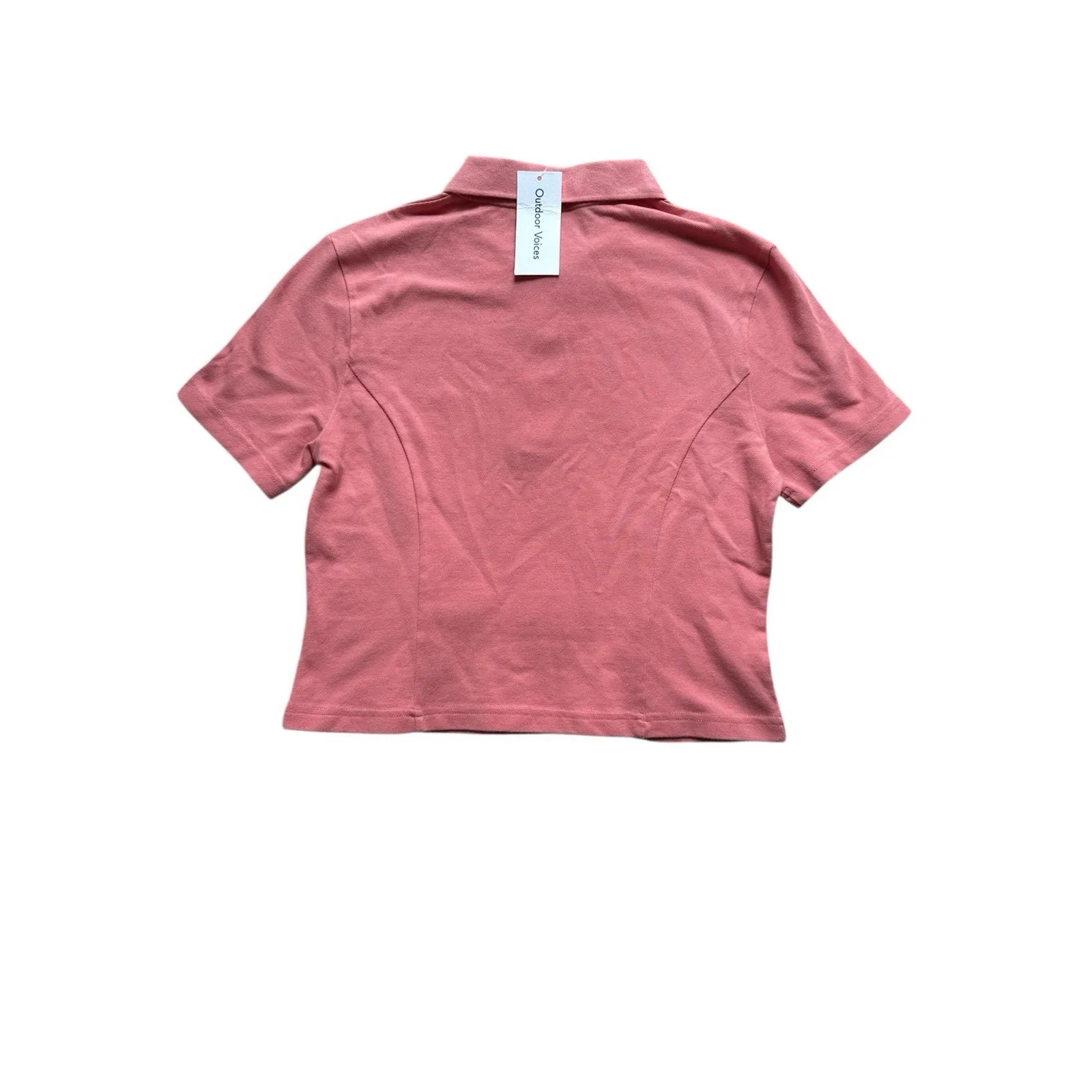 NWT‎ OUTDOOR VOICES Lantana Polo Womens Small Coral Orange Cropped Golf Tennis - Image 7
