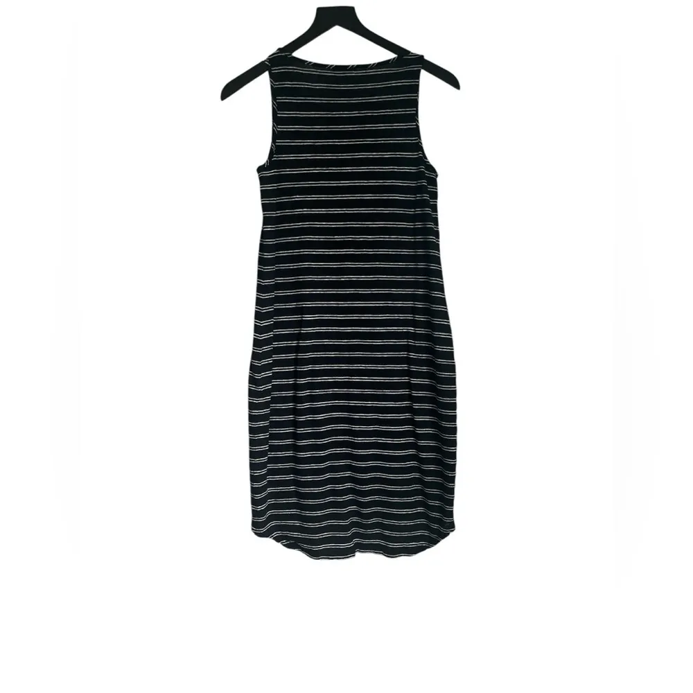 Vince Ladies Black and White Stripe Linen Midi Dress Size Medium - Image 4