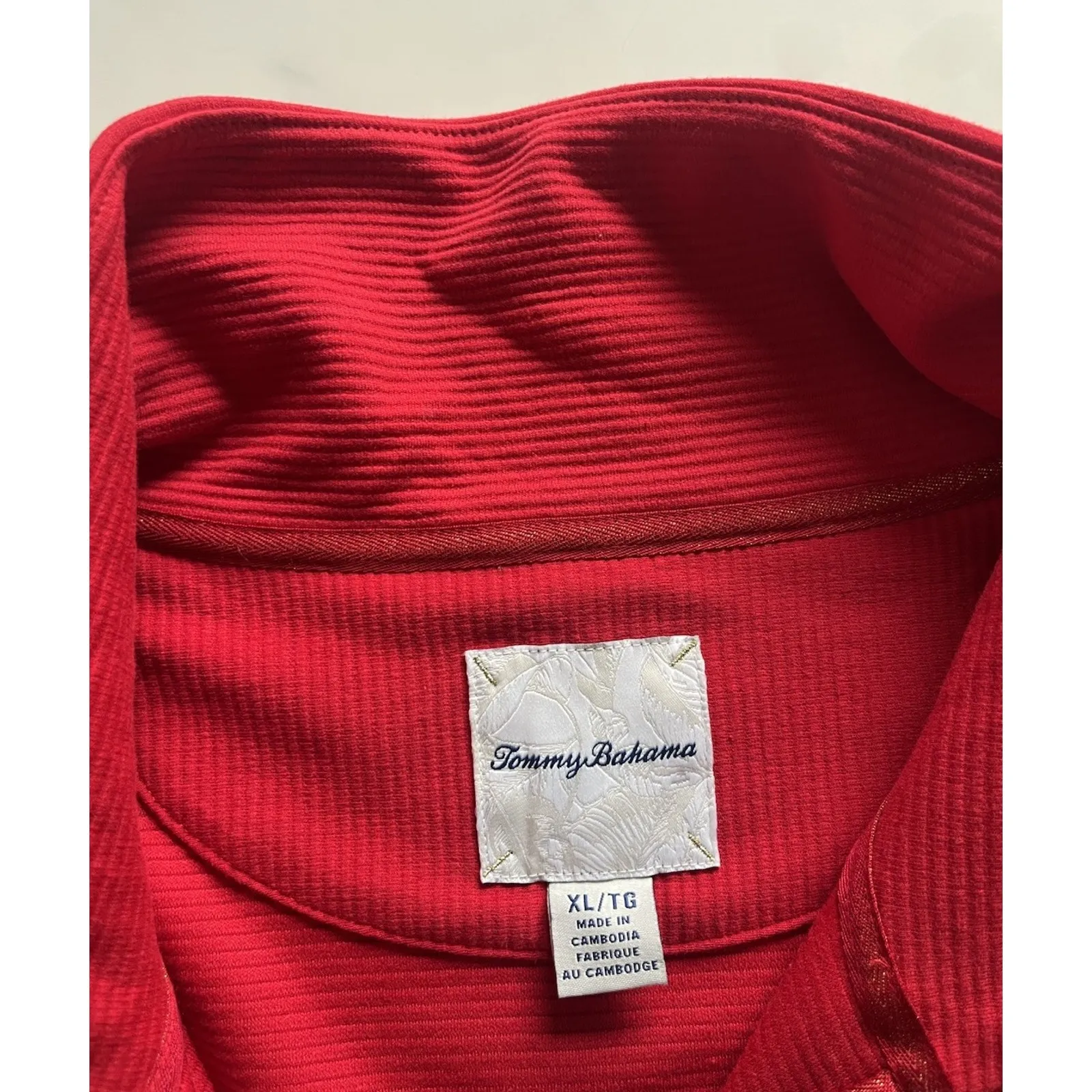 Tommy Bahama Knit Ottoman Jacket Red Zip-Up Size XL Preppy Colorful Coastal Logo - Image 3