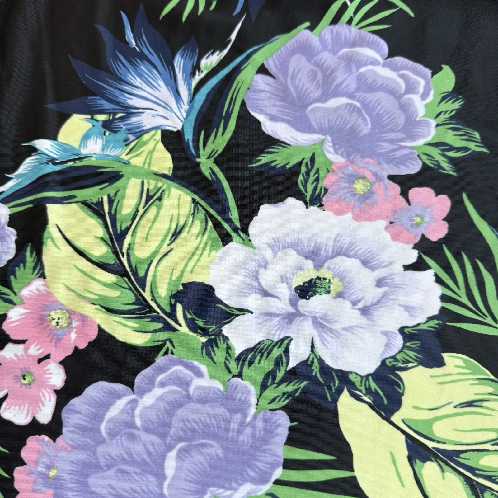 Cacique Tankini Swimsuit Top Women 22 2X Floral Tropical High Neck Wire Free - Image 2