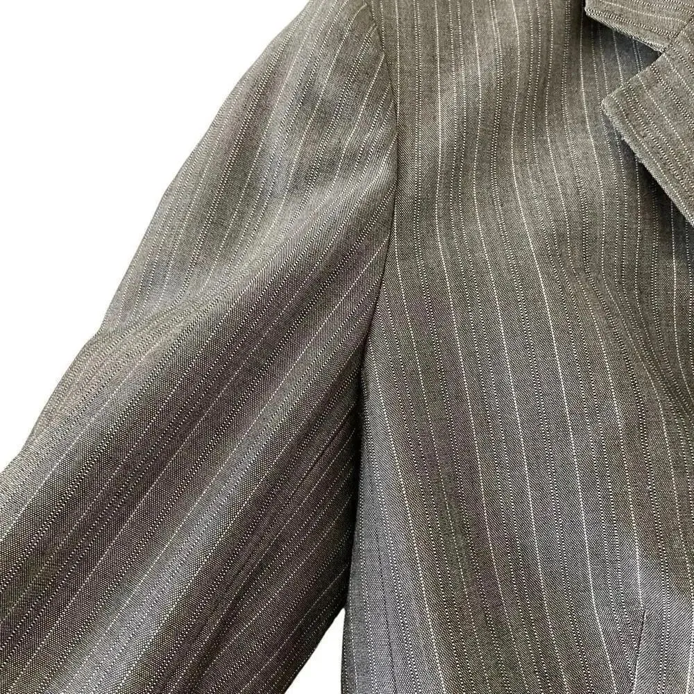 Anne Klein Gray Striped Lined Professional Career Tailored Blazer SZ 2P #1608 - Image 6