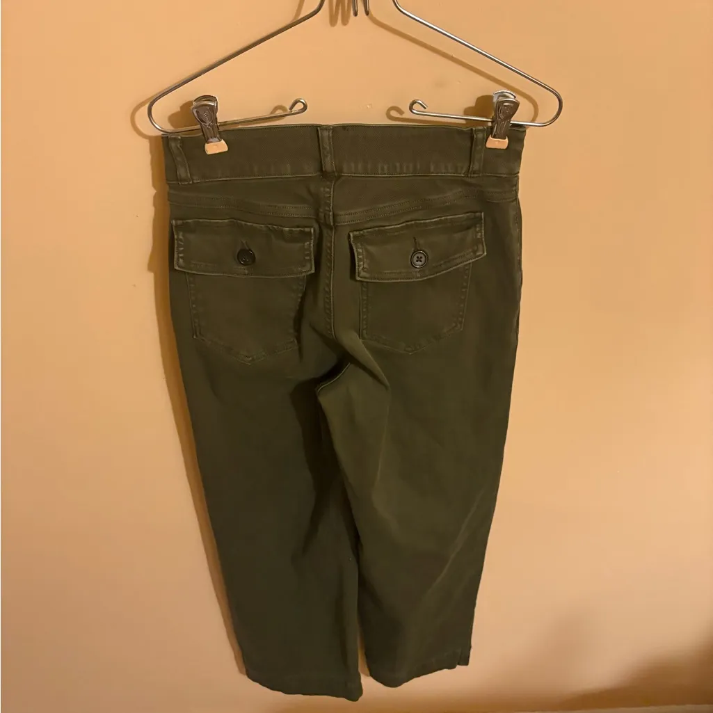 Spanx Stretch Twill Cropped Wide Leg Pants in Dark Olive - Image 6