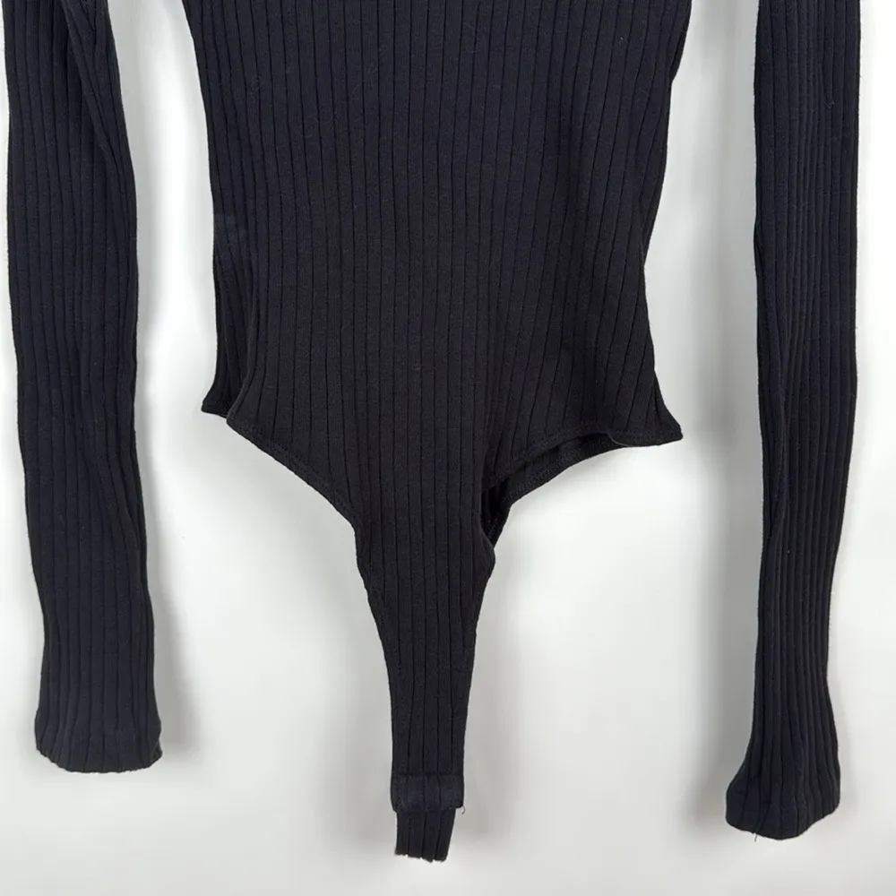RE/Done Black Ribbed Long Sleeve Thong Bodysuit Size Medium - Image 7