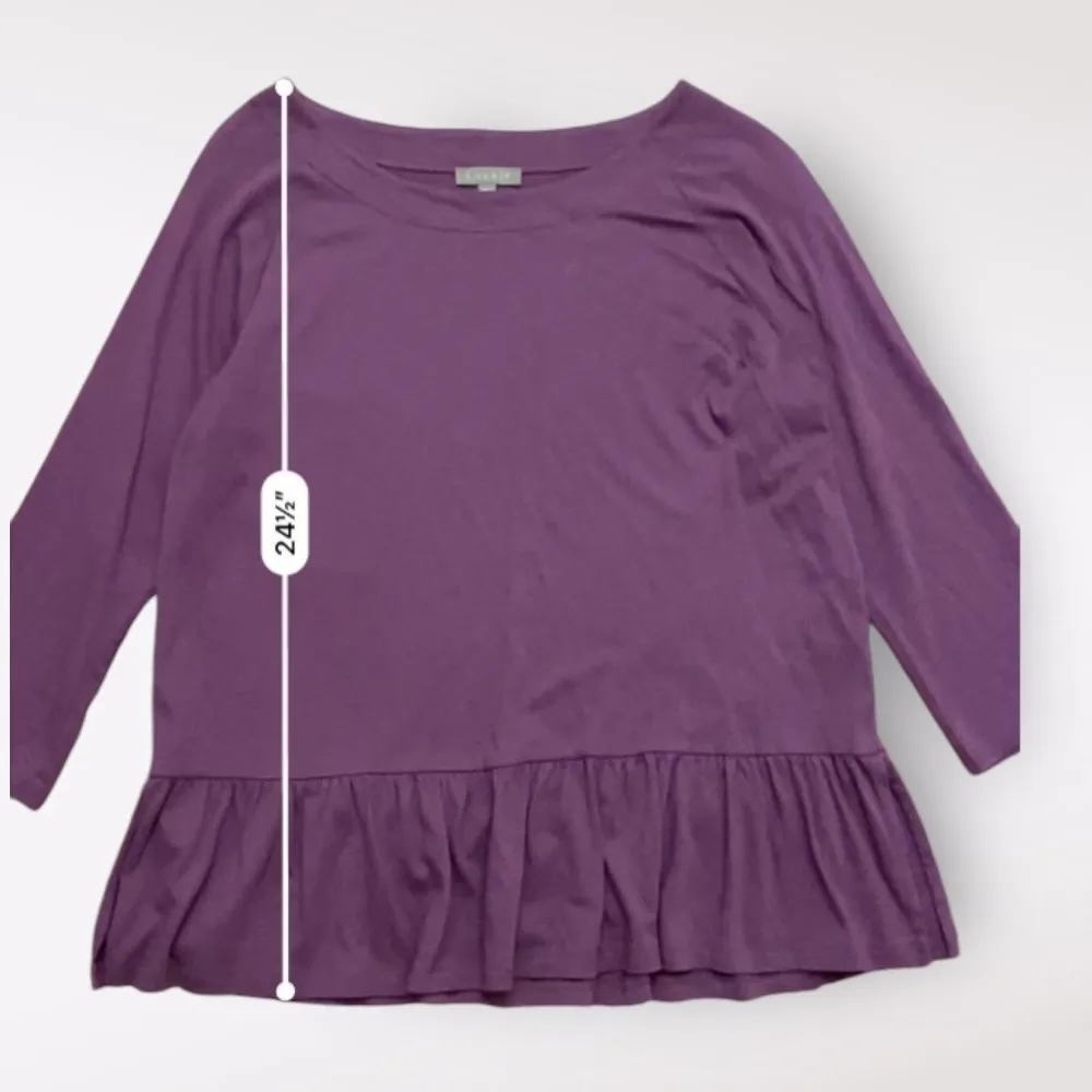 Lilla P Round Neck Peplum Blouse Womens Size Medium Purple Casual‎ - Image 4