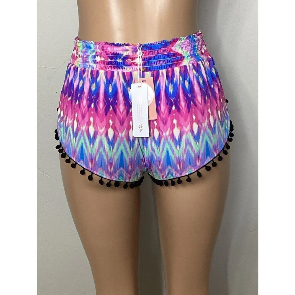 New. Pilyq multicolored Pom Pom shorts. XS/S. Normally $72 - Image 5