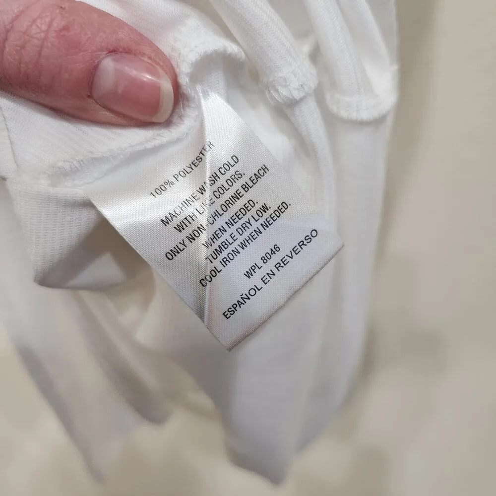 Maison Jules Sleeveless Split Neck Fit & Flare Dress Side Zip White Size Medium - Image 10