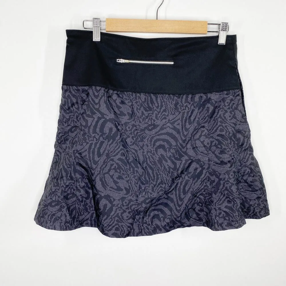 Annika Cutter & Buck Black Grey Printed Activewear Mini Skirt Women's Size 8 - Image 2