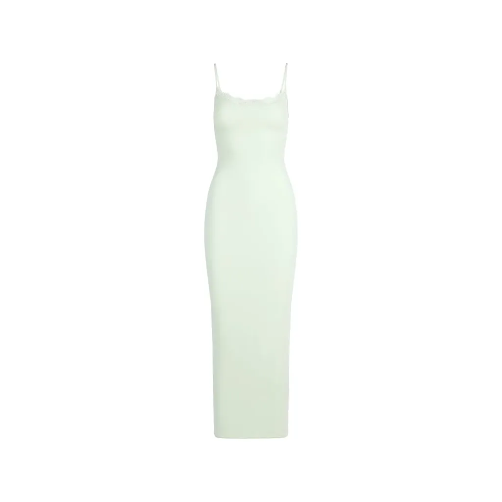 Skims Fits Everybody Lace Long Slip Dress in Spearmint, Size Medium - Image 5