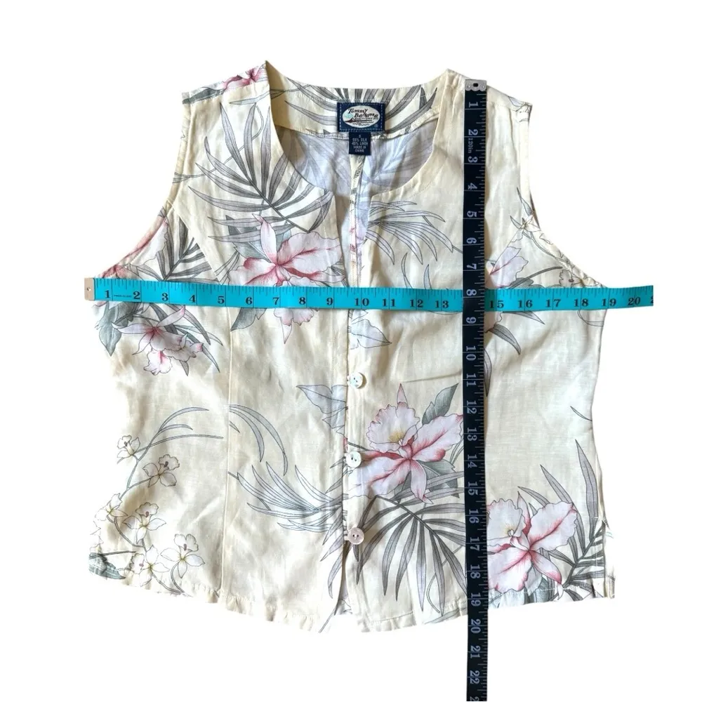 Vintage Tommy Bahama Shirt Womens Small Silk Linen Island Tank Tropical Beach - Image 3