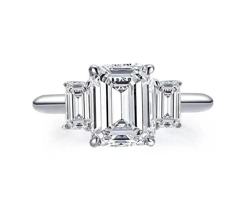 Sterling Silver SIZE 6 925  Sona Simulated Diamond Engagement Wedding Ring - Image 2