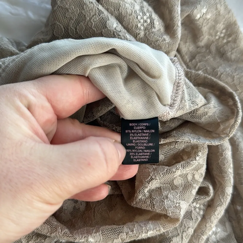 Victoria’s Secret Sheer Lace Tie Front Tank Top Beige XL - Image 8