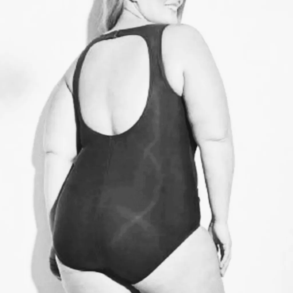 Swimsuit PLUS 24 24W 3X‎ Black Mesh Sexy Cut Outs 1pc Swim Suit NEW NWT - Image 3