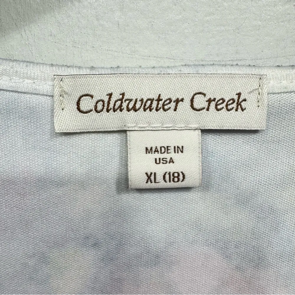 Coldwater Creek Floral Burnout Shirt 3/4 Sleeve Lined Cotton Poly Blend Size XL - Image 4