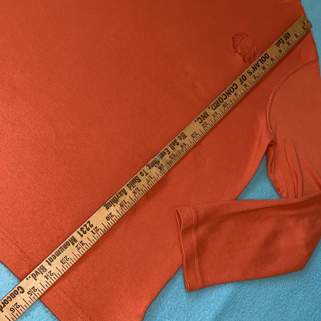 BLAIR mock turtleneck long sleeve fall orange embroidered crest cotton size M - Image 9