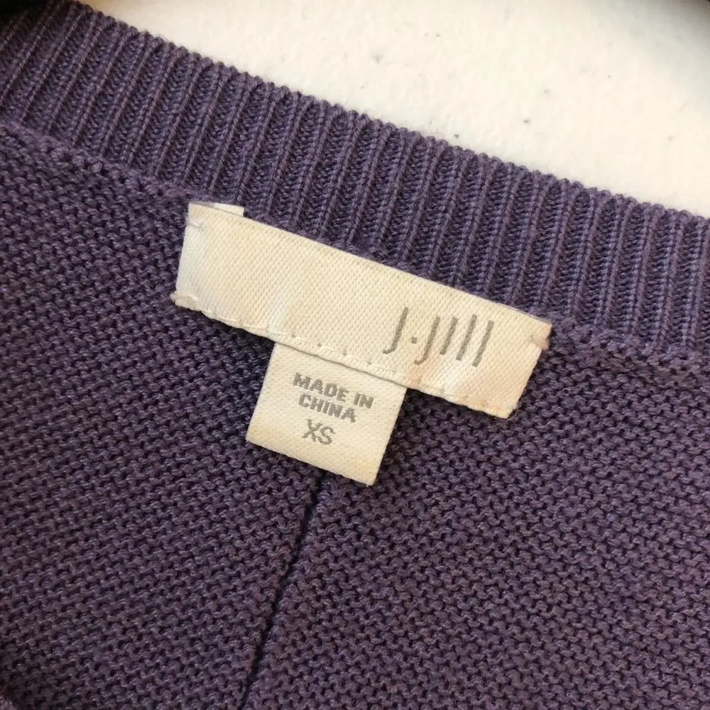 J.Jill Purple Silk Cotton Blend Center Stitch Pullover Crewneck Sweater Size XS - Image 3