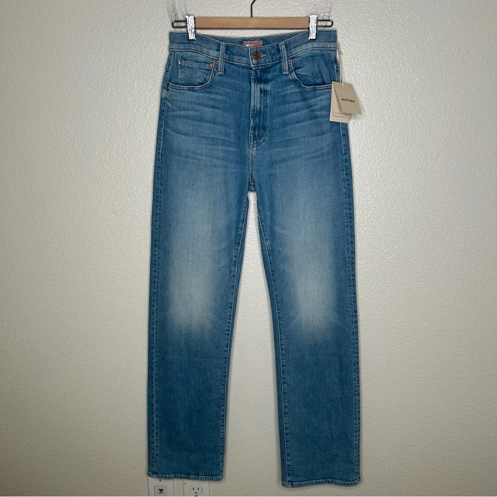 NWT Mother The Ditcher Zip Flood jeans Love On The Beat 24 Blue - Image 2