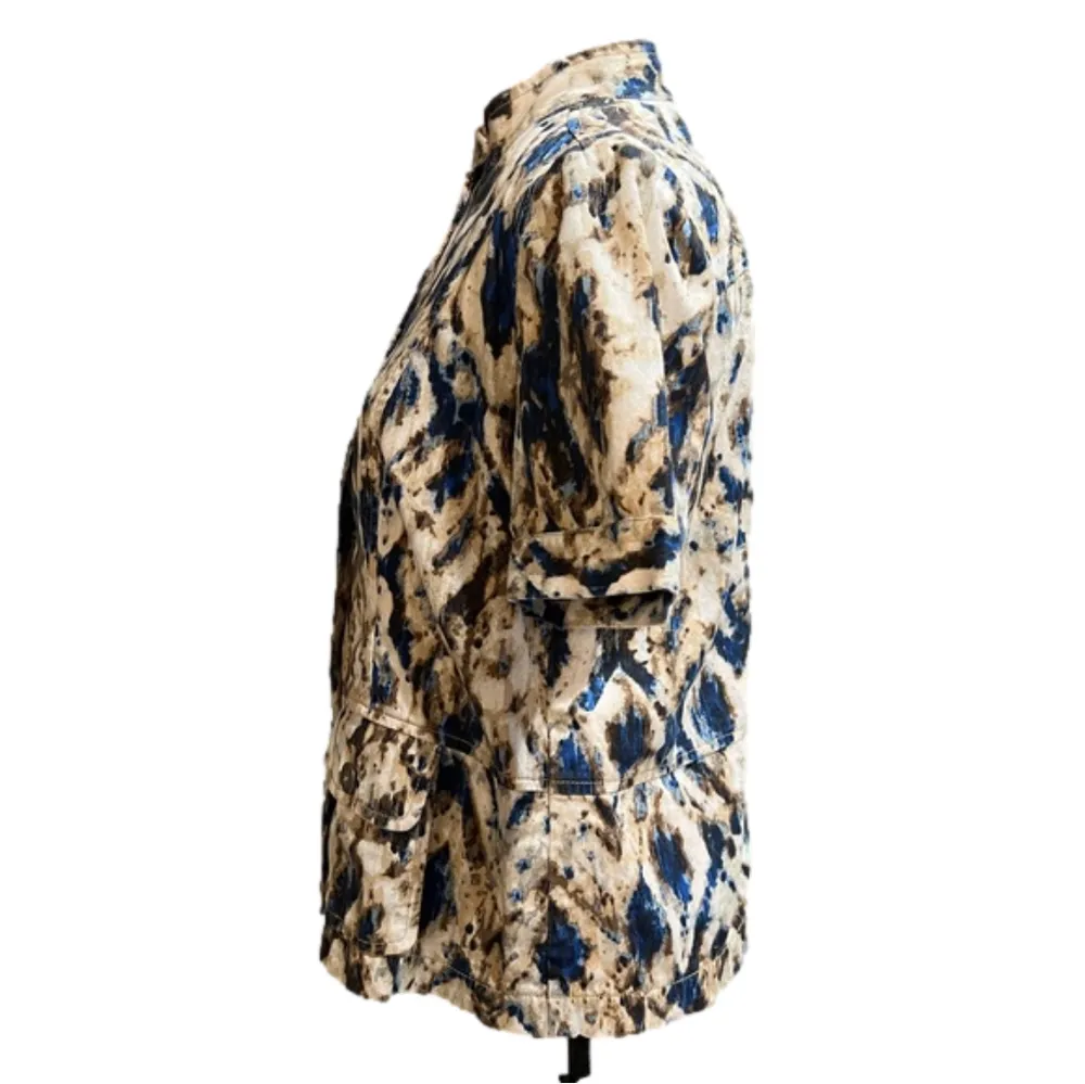 Chico’s 100% cotton short sleeved button front jacket top, size 1 EUC - Image 5