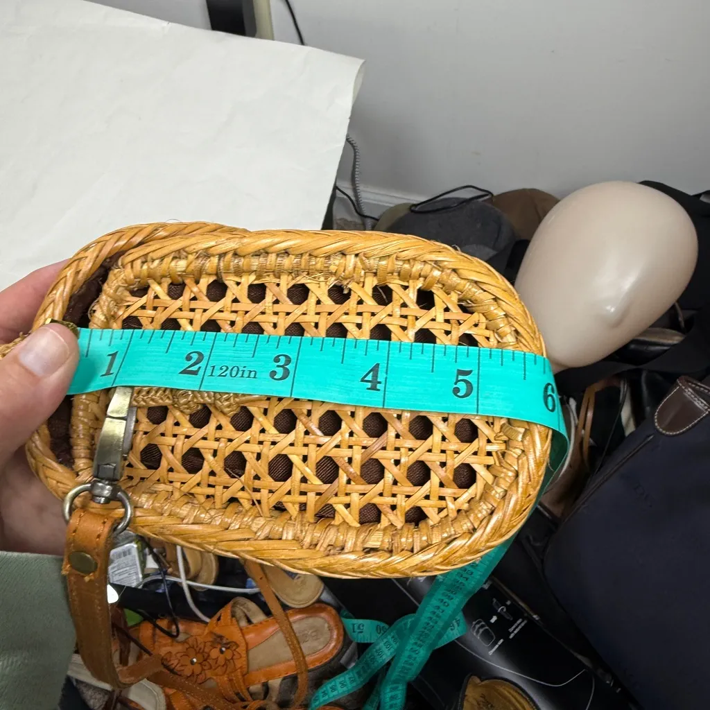 LUSANA Rattan Crossbody Bag Tan - Image 12